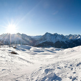 Panorama montagneux dans la station de ski Motta Naluns