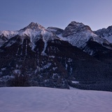 Aussicht über das Tal auf die Unterengadiner Dolomiten