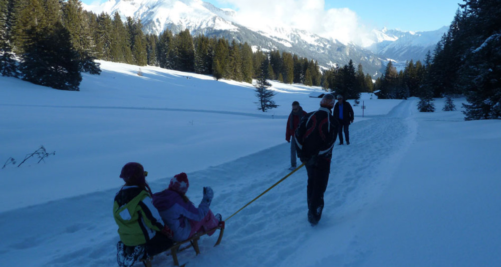 Abwärts auch mit dem Schlitten...