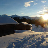 Sonnenuntergang im Maiensässdörfchen 'Tratza'