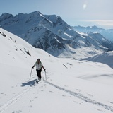 Ascent in the background Piz Scopi