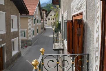 View from the balcony of Haus Cos to the village street.