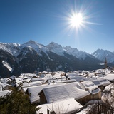 Vue sur Sent en hiver