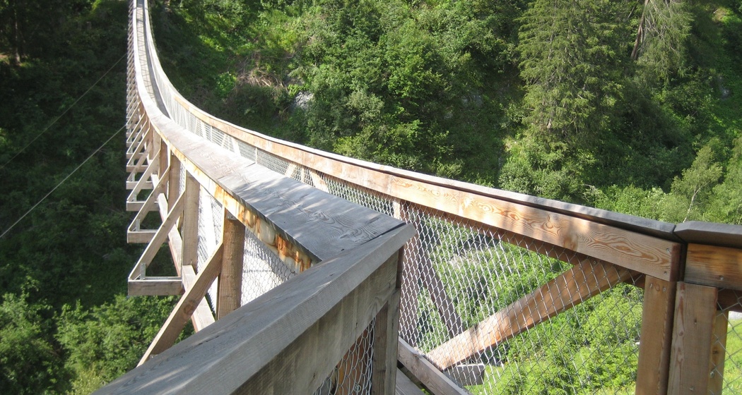 Hängebrücke aus Lärchenholz