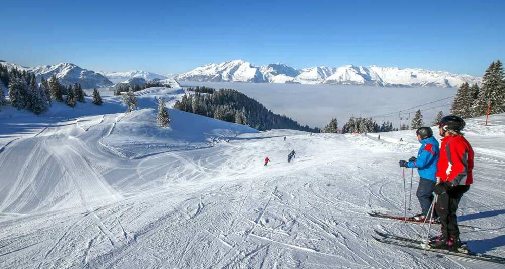 Skipiste Grüsch Danusa mit Blick auf Nebelmeer