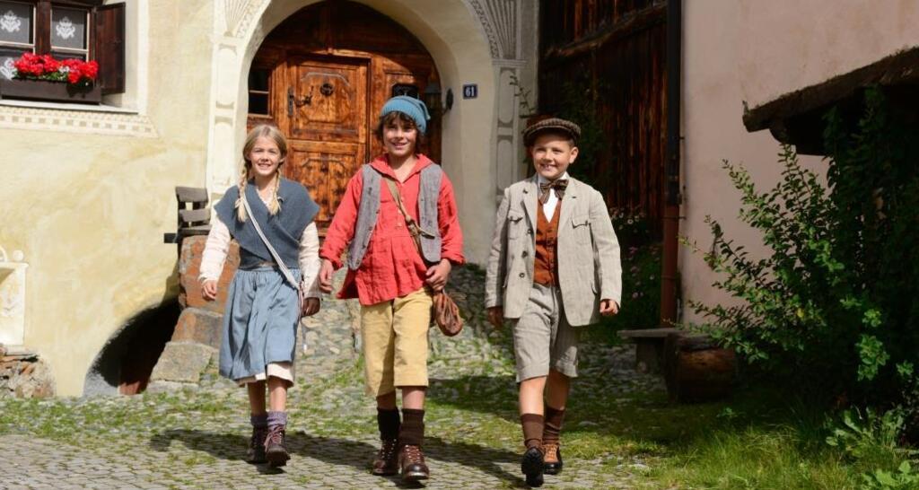 Die drei Hauptdarsteller des Kinofilms "Schellen-Ursli"