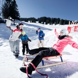 Man kann 11 km mit dem Rodel ins Tal brausen.