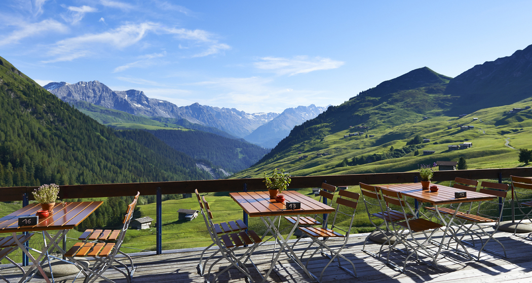 Die Terrasse des Berggasthauses