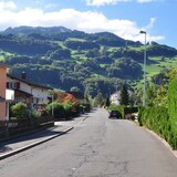 Through Flums with a view of the Flumserberg