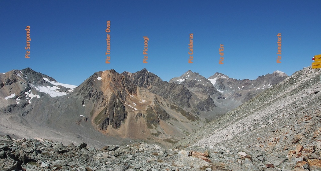 Bergpanorama ab Fuorcla Suvretta Richtung Jenatsch