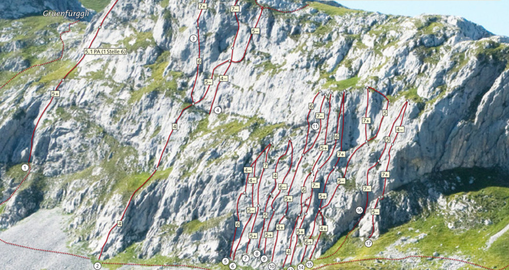 Klettergarten Gruoben, Grüenwändli