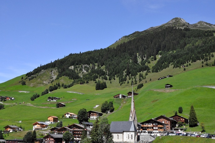 The Walser village St. Antönien at 1450 meters above sea level.