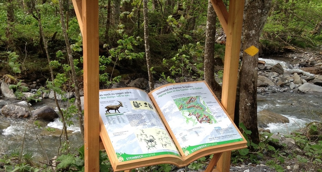 Beschilderung auf dem Steinbock Lehrpfad