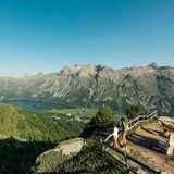 View from Corvatsch Furtschellas towards Sils