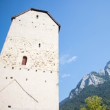 Sargans Castle and in the background the local mountain of Sargans - the Gonzen.