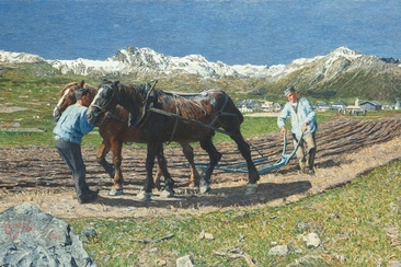 Aratura – Das Pflügen, 1890: (116 × 227 cm, Bayrische Staatsgemäldesammlung, Neue Pinakothek, München).