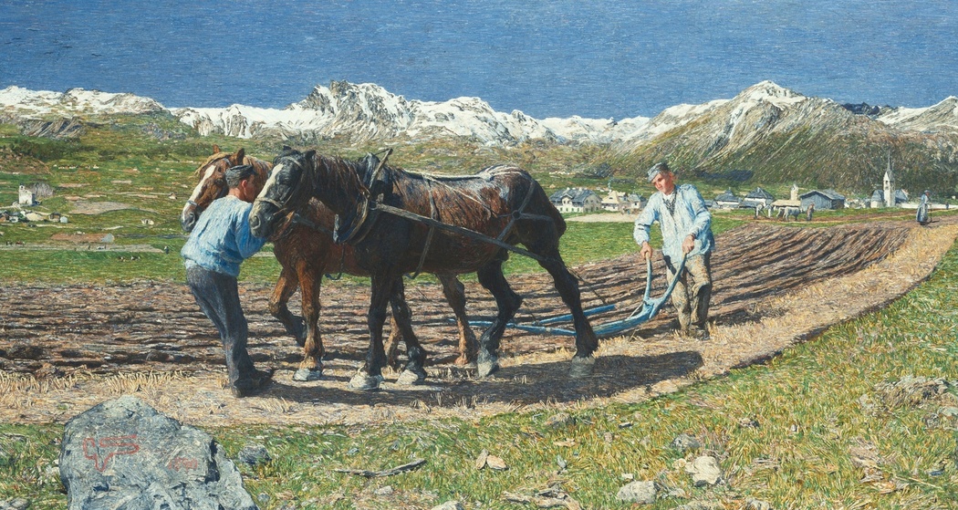 Aratura – Das Pflügen, 1890: (116 × 227 cm, Bayrische Staatsgemäldesammlung, Neue Pinakothek, München).