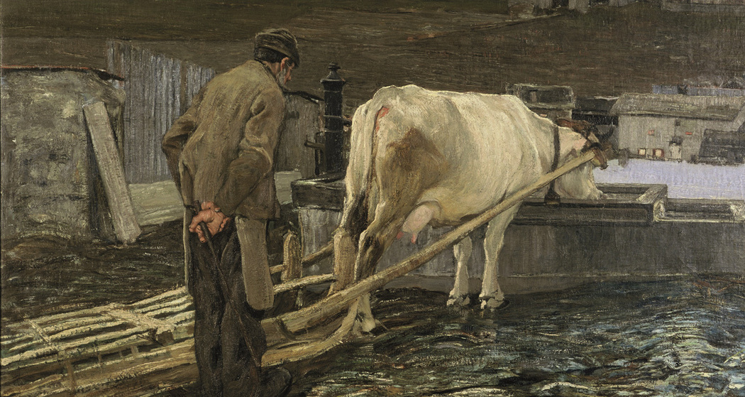 Allo sciogliersi delle nevi – Bei der Schneeschmelze, 1888: (66 × 98 cm, Öl auf Leinwand, Segantini Museum St.Moritz, Depositum der Otto Fischbacher Giovanni Segantini Stiftung).