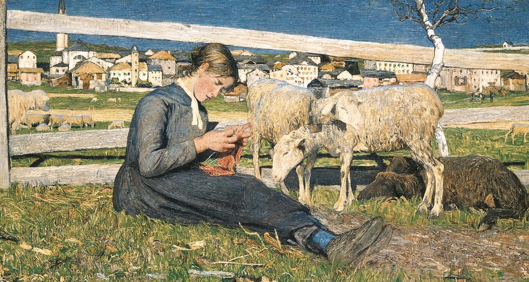Ragazza che fa la calza – Strickendes Mädchen, 1888: (55 × 91,5 cm, Öl auf Leinwand, Kunsthaus Zürich, Depositum der Gottfried Keller-Stiftung).