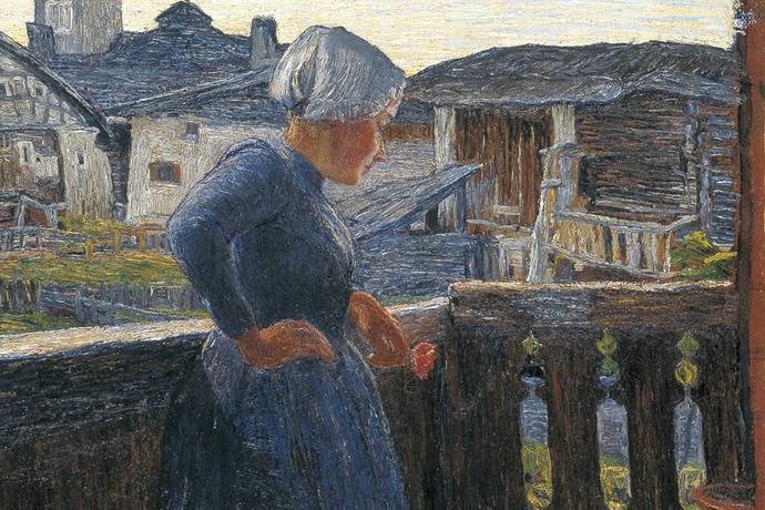 Sul balcone – Auf dem Balkon, 1892: (64,5 × 41 cm, Öl auf Leinwand, Bündner Kunstmuseum Chur, Depositum der Gottfried Keller-Stiftung).