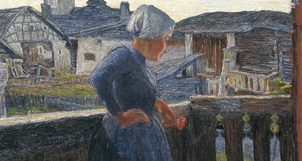 Sul balcone – Auf dem Balkon, 1892: (64,5 × 41 cm, Öl auf Leinwand, Bündner Kunstmuseum Chur, Depositum der Gottfried Keller-Stiftung).