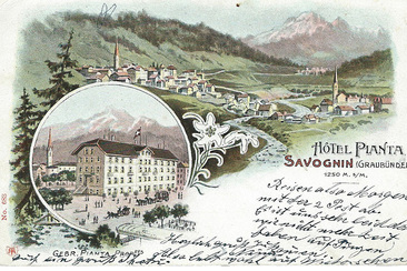 Postkarte des Hotel Pianta um 1900.