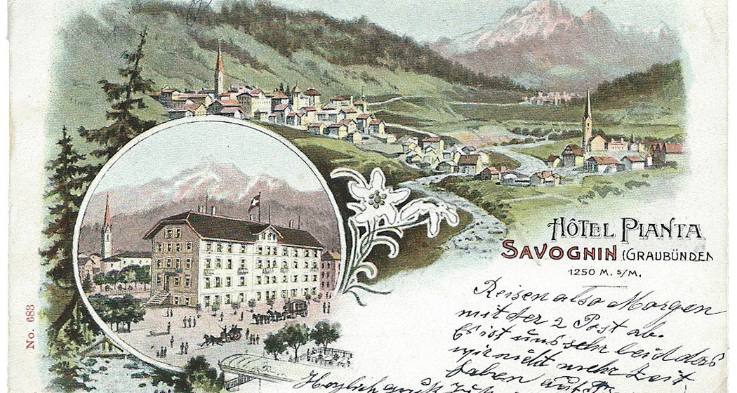 Postkarte des Hotel Pianta um 1900.