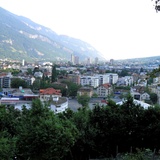 View in the morning over Chur from the foot of the Pizoggel