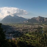 Blick vom Hotel Schloss Wartenstein auf Bad Ragaz
