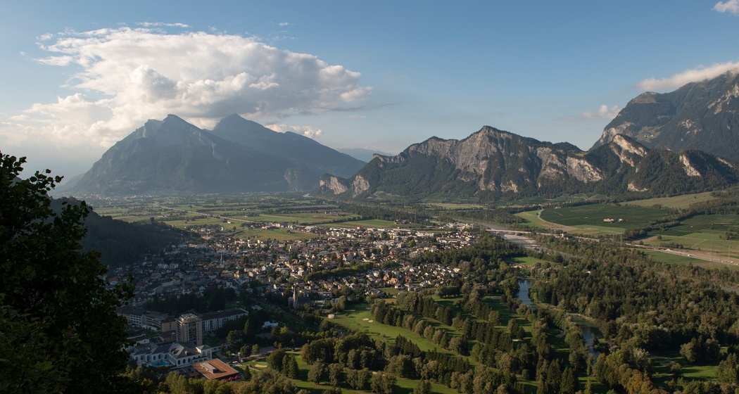 Blick vom Hotel Schloss Wartenstein auf Bad Ragaz