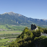 Ruins of Wartenstein Castle with a view of Maienfeld