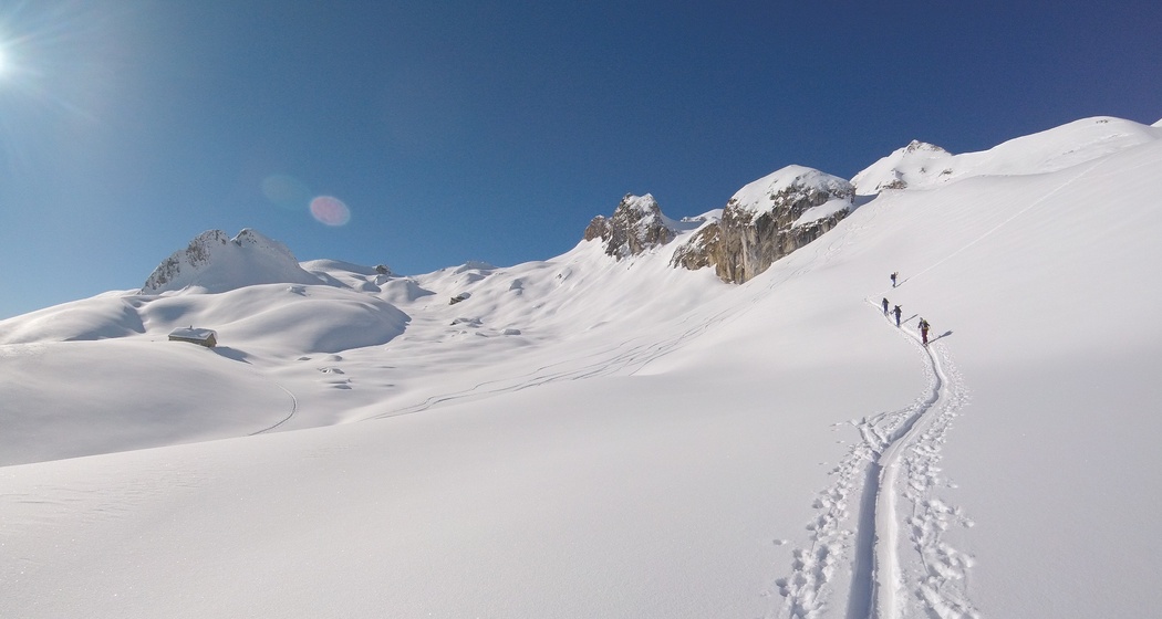 Oberhalb der Fließer-Stieralpe, in der Bildmitte der Mathäuskopf