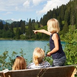 Family at the reservoir