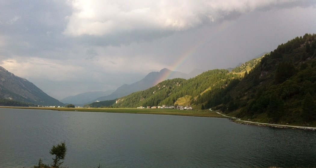 Silsersee mit dem dem Delta von Isola