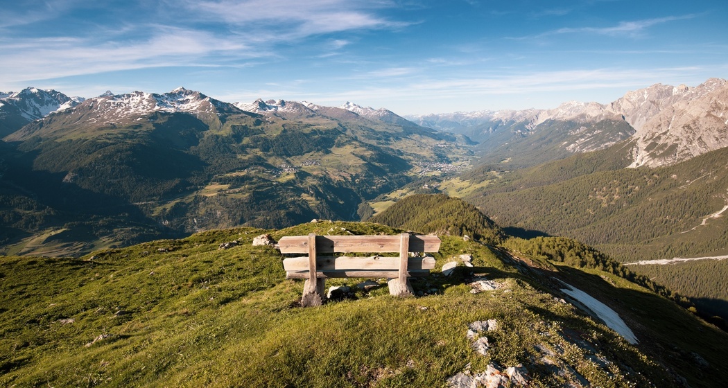 Auf dem Crap Putèr mit Ausblick über das Unterengadin.