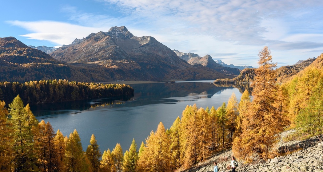 Via Engiadina mit Blick auf den Piz da la Margna