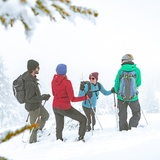 Schneeschuh laufen in der Gruppe