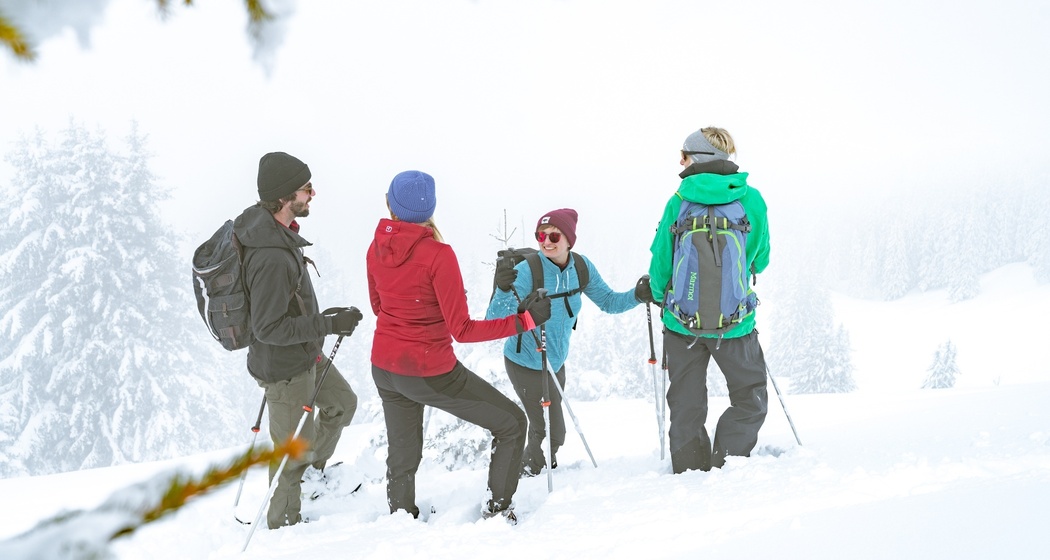 Schneeschuh laufen in der Gruppe