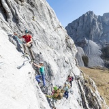 Beste Kalkwände für den Familien-Klettersteig Partnunblick