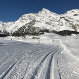 Loipe klassisch & skating bei Orden mit Blick auf Piz Lunghin