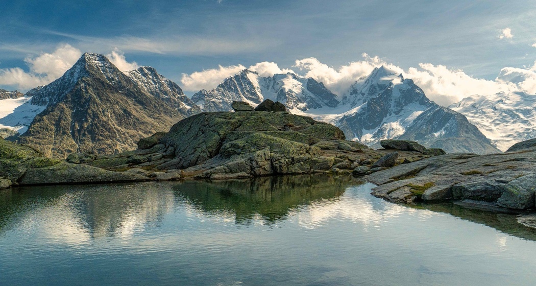 Fuorcla Surlej mit Panorama der Berninagruppe