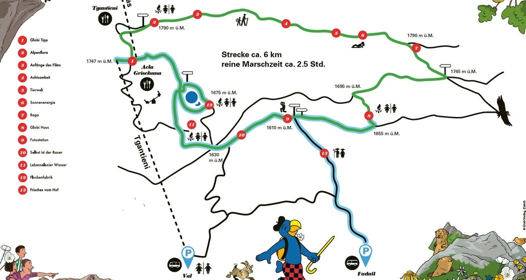 Übersichtsplan Globi Wanderweg