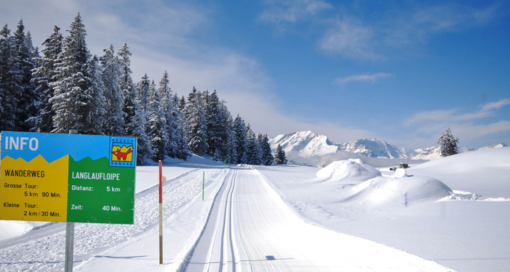 Panorama Winterwanderweg auf dem Hochplateau Grüsch-Danusa