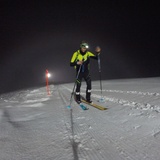 Montée sur la piste de ski de randonnée nocturne Furt-Mugghütte