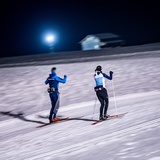 Loipe Degen Paar Langlauf