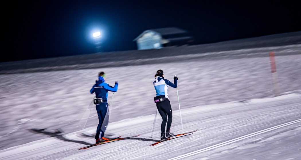 Loipe Degen Paar Langlauf