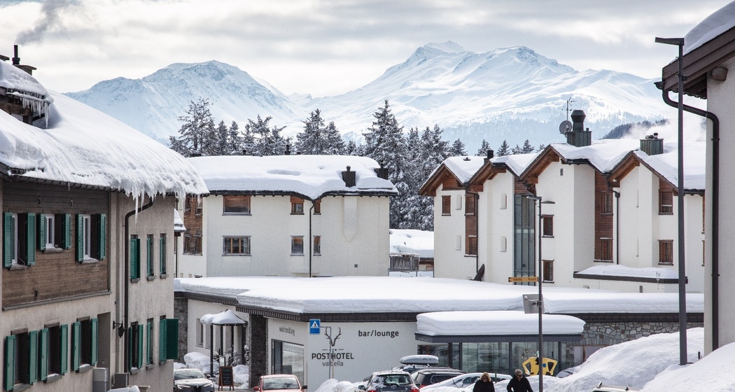 Valbella Postplatz im Winter