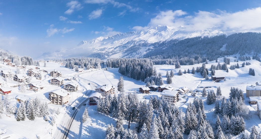 Blick von Valbella nach Parpan, WInter
