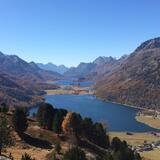 Vista sul lago di Silvaplana e sul lago di Sils