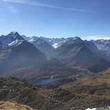 View from the Fuorcla Grevasalvas towards Engadin and Bergell